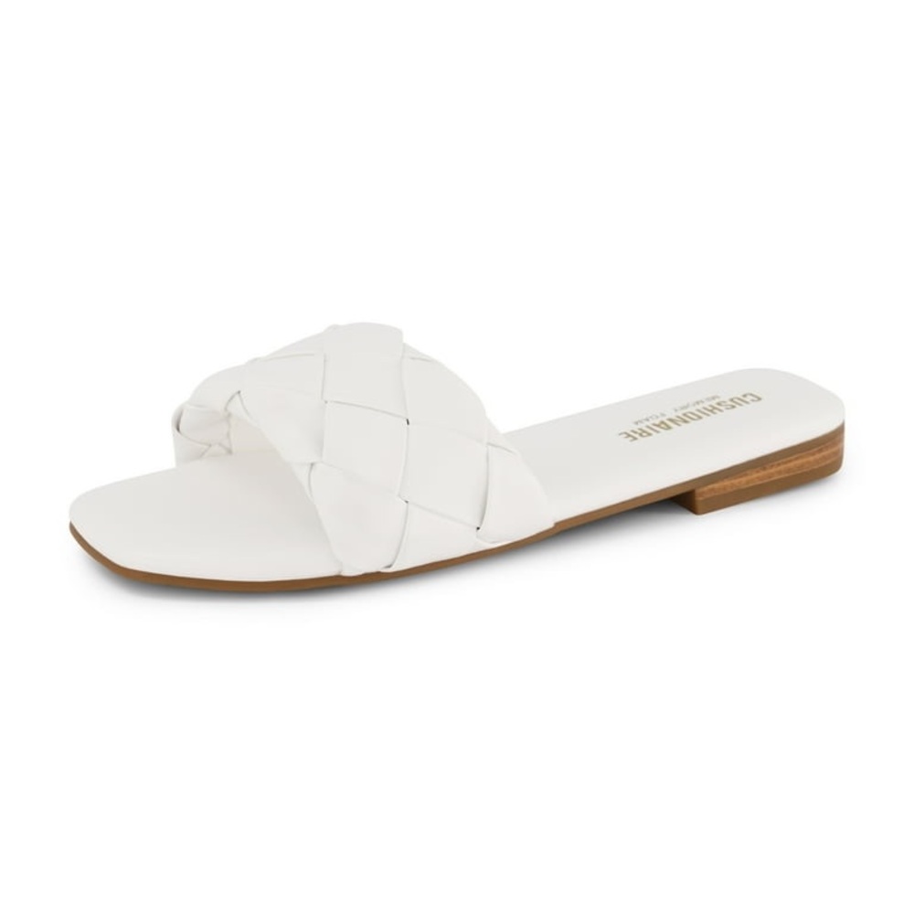 Cushionaire White Braided Slide Sandals